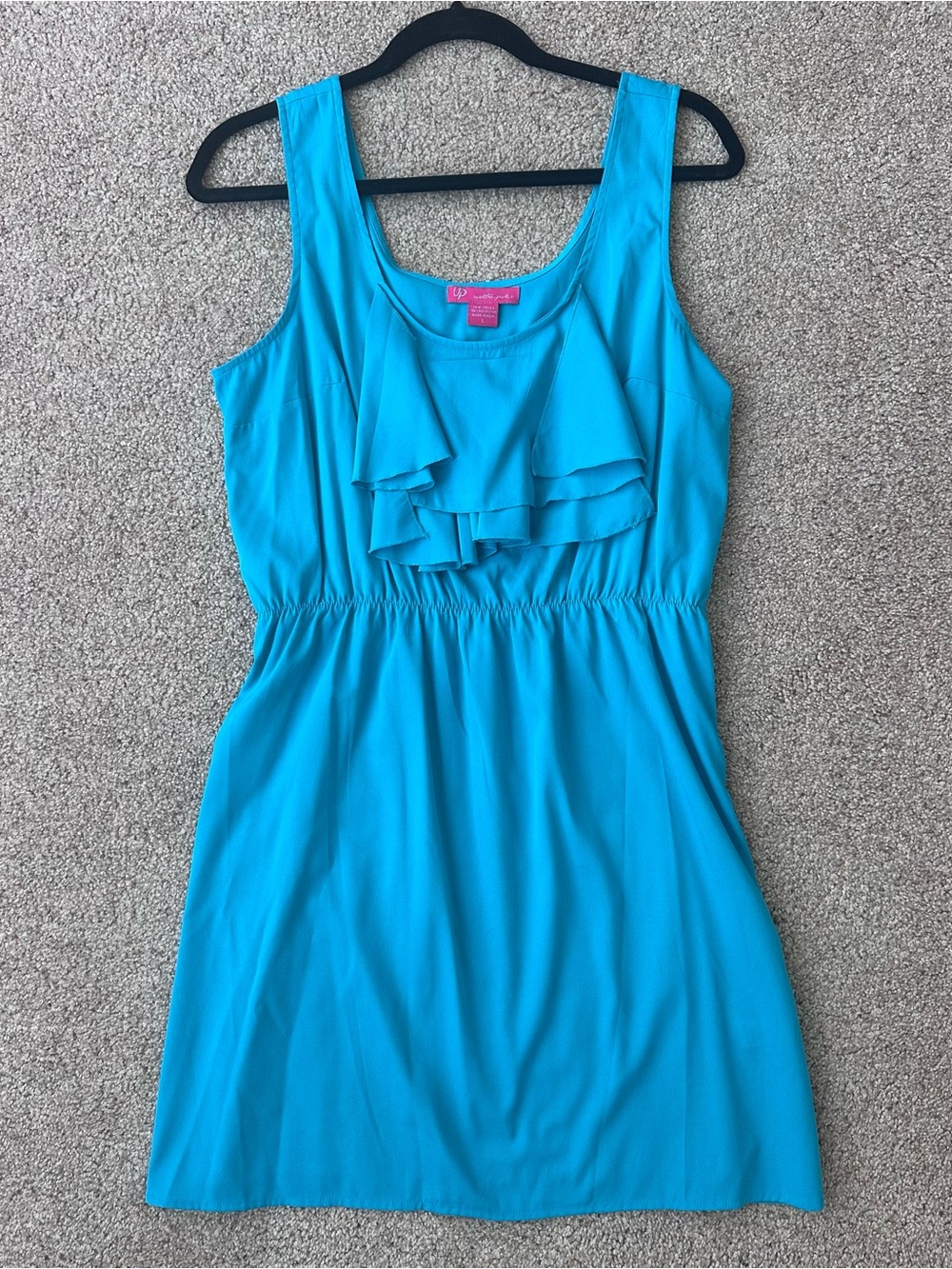 Large Bright Teal Ruffle Tank Dress